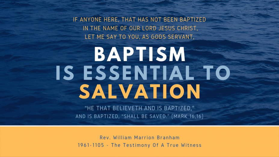 Baptism Is Essential To Salvation